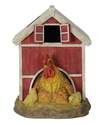 11-Inch Rooster With Chicks In Barn Solar Statuary