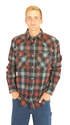 Men's Regular Orange Plaid Western Snap Flannel Shirt