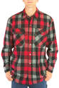 Men's Tall Fit Black/Red Plaid Snap Front Flannel Shirt