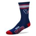 Houston Texans 4 Stripe Deuce Crew Sock In Team Colors, Size Large