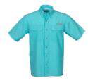 Bimini Flats V Short Sleeve Aqua Fishing Shirt, Size Medium