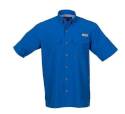 Bimini Flats V Short Sleeve Blue Wave Fishing Shirt, Size Medium