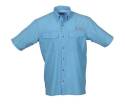 Bimini Flats V Short Sleeve Placid Blue Fishing Shirt, Size Small