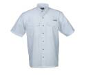 Bimini Flats V Short Sleeve White Fishing Shirt, Size Medium