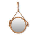 28.35-Inch Round Wood Wall Mirror With Lepironia Rope