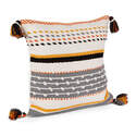 Ivory, Black, And Gold Woven Square Pillow