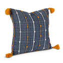 Navy, Gold, And White Cotton Woven Square Pillow