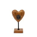 Hand Carved Wood Heart With Metal Key Table Top Decor