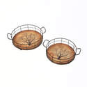 Nested Metal And Wood Trays With Tree