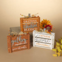 Wood And Metal Block Pumpkin With Accent Raffia And Berry Assorted