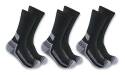 Force Black Midweight Men's Crew Sock, 3-Pack, L