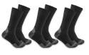 Mens Large Black Midweight Cotton Blend Crew Sock 3-Pack  
