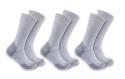 Mens Large Grey Midweight Cotton Blend Crew Sock 3-Pack  