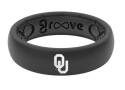 Size-9 Men's Black Oklahoma Sooner Thin Ring With White Print