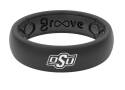 Size-6 Oklahoma State Black With White Print Thin Silicone Ring