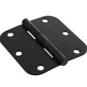 3-1/2" Matte Black 5/8-Round Corner Hinge, 3-Piece