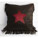 Cheyenne Collection Faux Leather With Red Star Accent Pillow