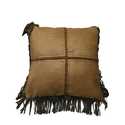 Rugged Faux Leather Cross-Stitched Accent Pillow