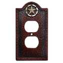 Brown Leather Double Outlet Cover