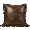 Faux Leather Accent Pillow With Faux Suede Trim