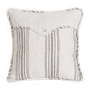 White Linen And Taupe Straiped Accent Pillow