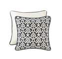 Kavali Navy & White Floral Jacquard Euro Sham With Piping
