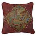 Faux Red Leather And Paisley Accent Pillow
