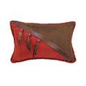 Faux Leather Accent Pillow With Bead And Feather Detail