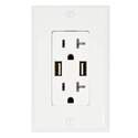 20-Amp White Duplex USB Charger Tamper Resistant Receptacle