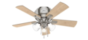 Crestfield Low Profile 42-Inch Brushed Nickel Indoor LED 5-Blade Ceiling Fan
