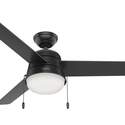 Aker 52-Inch Matte Black Outdoor LED 3-Blade Ceiling Fan