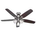 52-Inch 5-Blade Brushed Nickel Builder Plus Ceiling Fan With Light