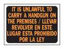 English/Spanish Sign Unlawful Hand Gun