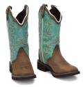 Women's 6.5b 12-Inch Distressed Brown/Turquoise Raya Western Boot, Approx M 5.5