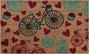29-1/2 X 17-1/2-Inch Natural Coir Doormat With Vintage Bicycles