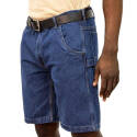 34-Inch Indigo Denim Enzyme Wash Denim Men's Dungaree Shorts