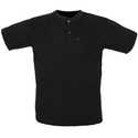 X-Large Black Henley Button Short-Sleeve T-Shirt