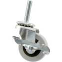 2-Inch Threaded Stem Gray Rubber Caster With Brake
