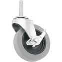 3-Inch Threaded Stem Gray Rubber Caster With Brake
