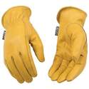 Womens Medium Gold Full Grain Cowhide Leather Gloves 