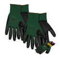 Large Dark Green 13-Gauge Polyester Knit Shell With Black Nitrile Palm Work Gloves 2-Pack