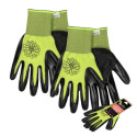 Women's Small Lime Green 13-Gauge Polyester Knit Shell Black Nitrile Palm Work Gloves 2-Pack