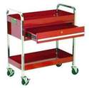 16-Inch X 30-Inch Red Service Cart With 2 Shelves And Drawer
