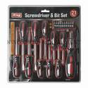 21-Piece Screwdriver And Bit Set With Ratchet Handle, Slotted Sae And Phillips