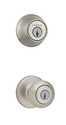690 Cove Keyed Entry Knob And Single Cylinder Deadbolt Combo Pack In Satin Nickel