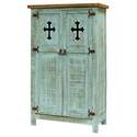 Turquoise 2 Door Cabinet With Cross