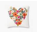 22 x 22-Inch Poly-Filled Cotton Ivory/Multi Floral Heart Pillow