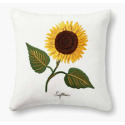 18 X 18-Inch Beige/Multi-Colored Sunflower Embroidered Pillow