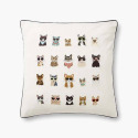 22 X 22-Inch Cats Multi-Colored Embroidered Pillow