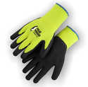 Medium High-Visibility Yellow Knit Gloves With Black Latex Dipped Palm